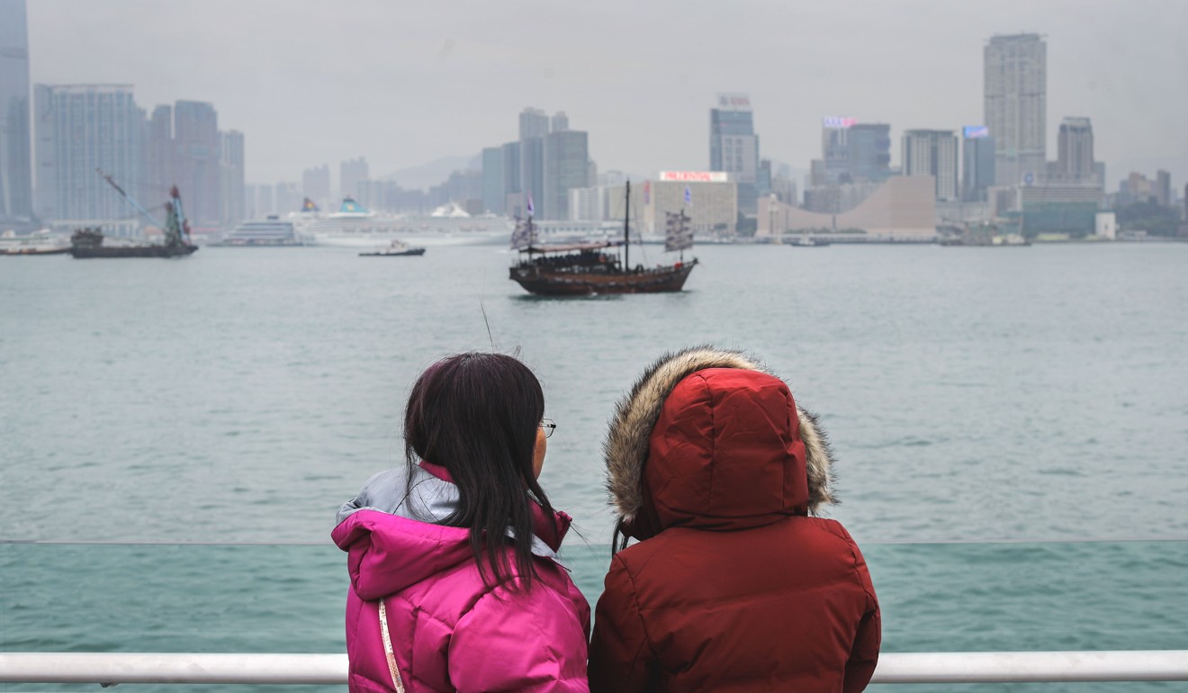Sightseers bundle up on a cold day in Hong Kong. Photo: Winson Wong