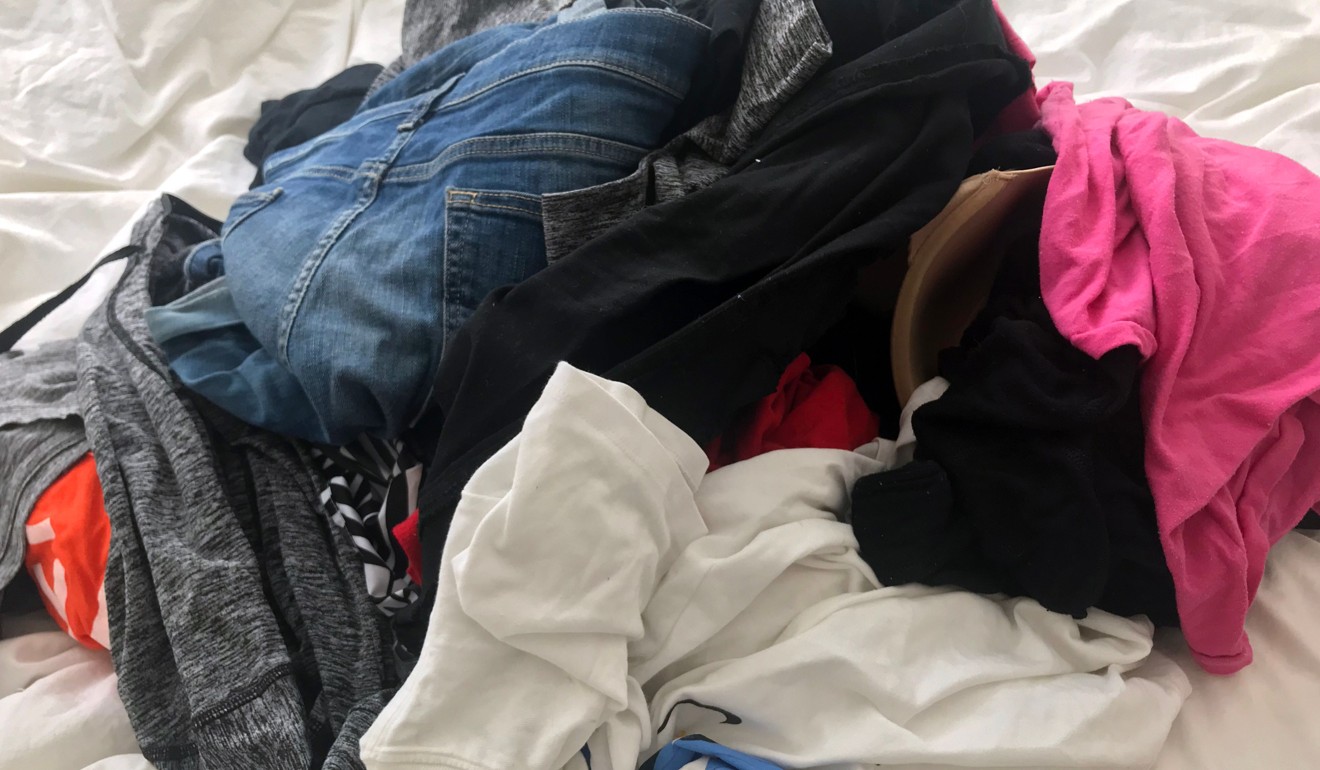 A pile of clothes are ready to be sorted according to Japanese tidying expert Marie Kondo’s ‘KonMari’ method, at a home in Washington. Photo: AFP