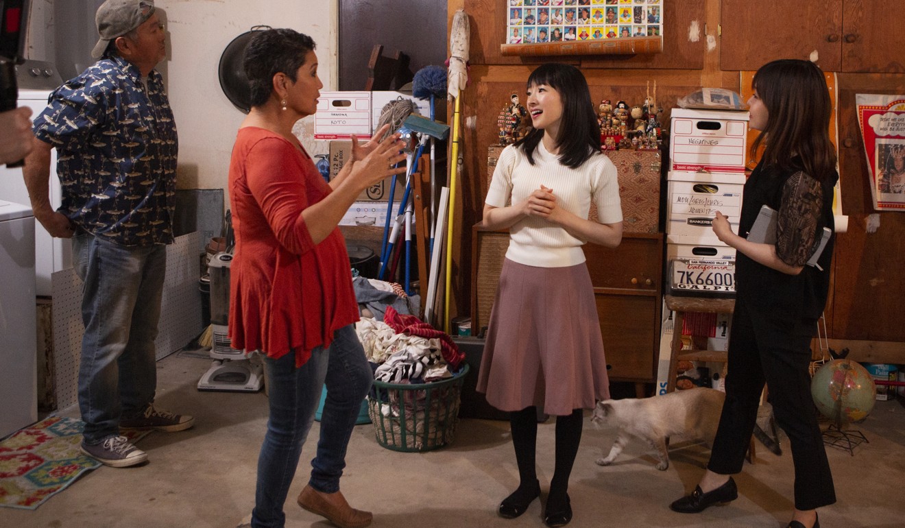 On the Netflix set with Marie Kondo. Photo: Denise Crew via Netflix