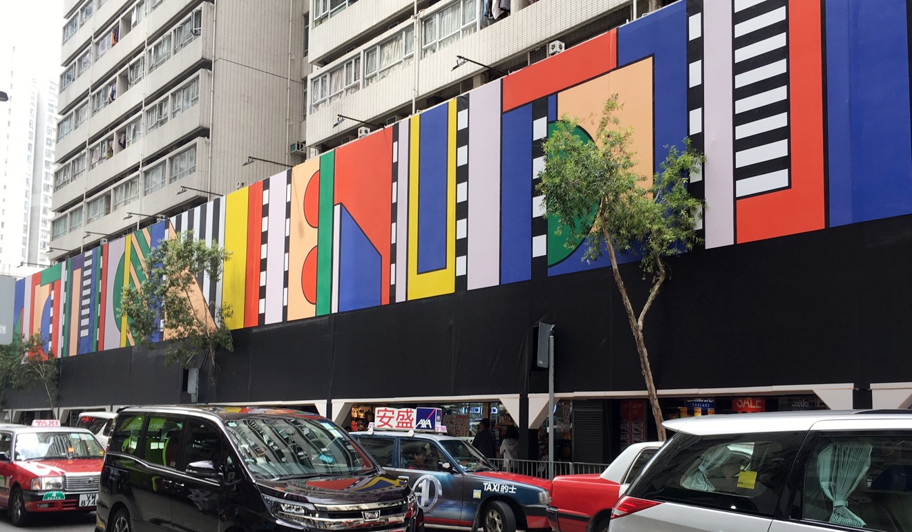 London-based artist Camille Walala’s mural outside Worfu mall in Hong Kong’s North Point district. Photo: Cheryl Arcibal.