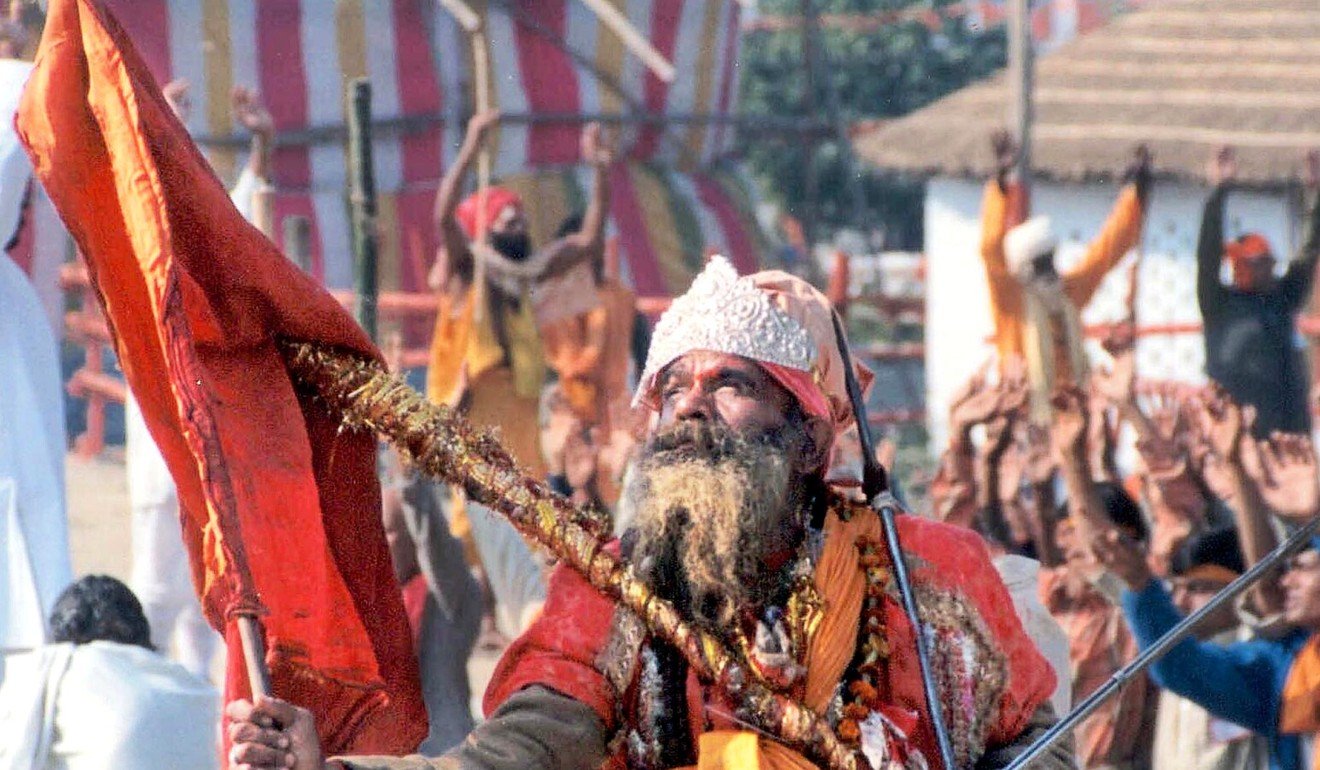 A sadhu, or Hindu holyman, takes part in a ritual to support the proposed Ram Temple in Ayodhya. Photo: AFP