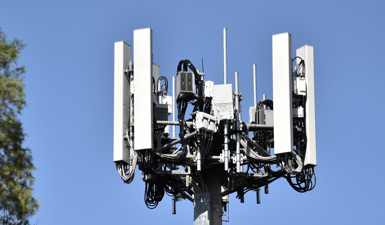 The first 5G tower for Australian mobile carrier Optus is seen in the suburb of Dickson in Canberra on January 31. Photo: EPA