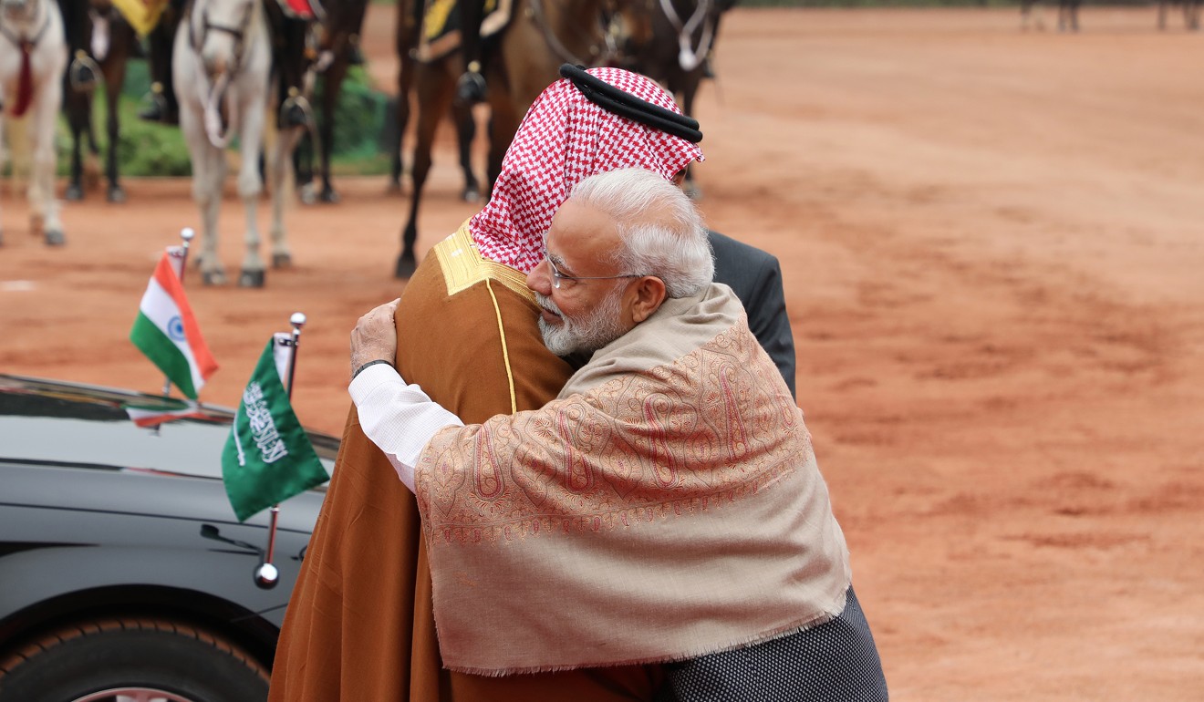 Saudi Crown Prince Mohammed bin Salman with Indian Prime Minister Narendra Modi. Photo: Bloomberg