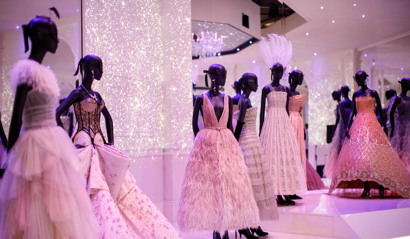 Ballroom dresses on show at the exhibition. Photo: AFP