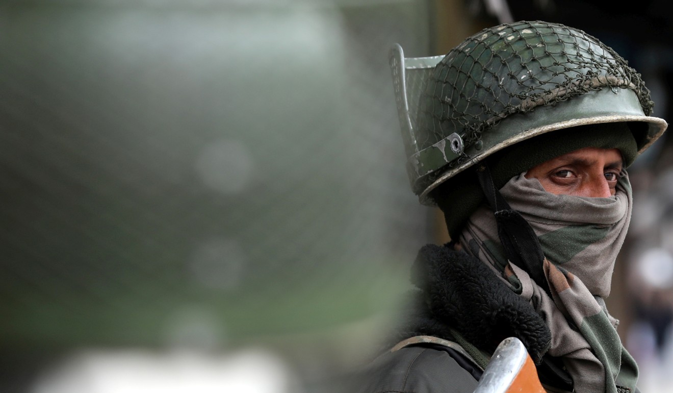 Indian paramilitary soldiers stand guard in Srinagar, India-administered Kashmir. Photo: EPA