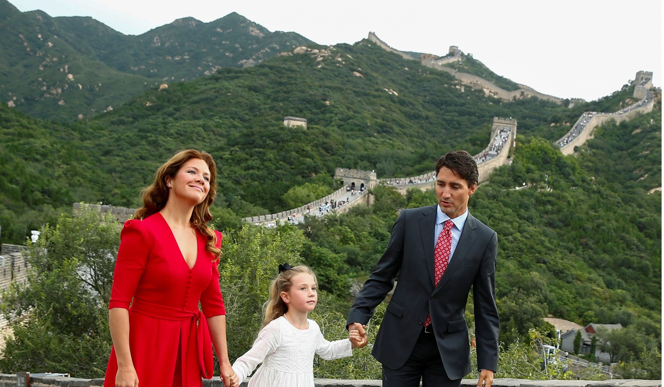 Canadian Prime Minister Justin Trudeau, his wife Sophie Gregoire and their daughter Ella-Grace visit the Great Wall at Badaling, north of Beijing in 2016. File photo: Reuters
