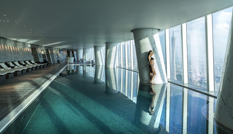 The cloud-level infinity pool at Four Seasons Hotel Guangzhou, which is situated on the top 30 floors of Guangzhou International Finance Centre.