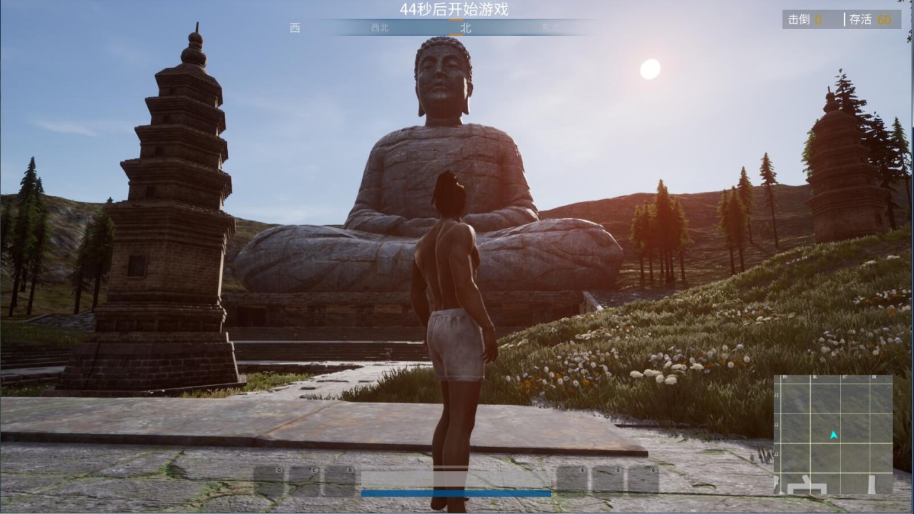 PUBG's pregame lobby is in front of a crashed plane, but Swordsman X puts you in front of an enormous Buddha statue. (Picture: Cube Game)