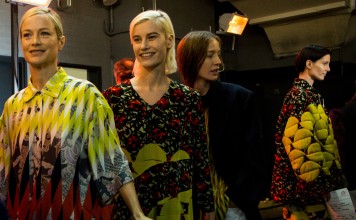 [Dries Van Noten’s Autumn/Winter 2017 show during Paris Fashion Week. The designer’s womenswear features some menswear-inspired elements.