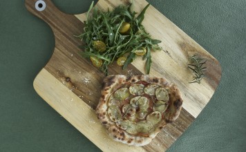Pizza with potato, ham and rosemary. Photography: Jonathan Wong. Stylist: Nellie Ming Lee