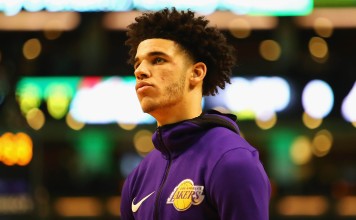 Lonzo Ball looks on before the game against the Boston Celtics at TD Garden. Photo: AFP