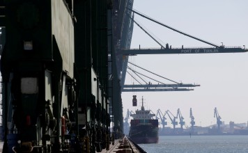 A file picture of a container ship at a port in Tianjin in northern China. Photo: Reuters