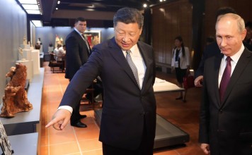 China’s President Xi Jinping and Russia's President Vladimir Putin at the opening of the BRICS Summit in Xiamen. Photo: AFP
