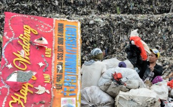Scavengers sorting through a pile of waste at a dump area of Bantar Gebang. Photo: AFP
