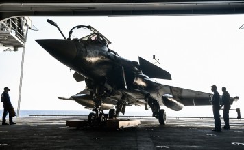 A French Navy Rafale fighter jet aboard the Charles de Gaulle aircraft carrier. Photo: EPA