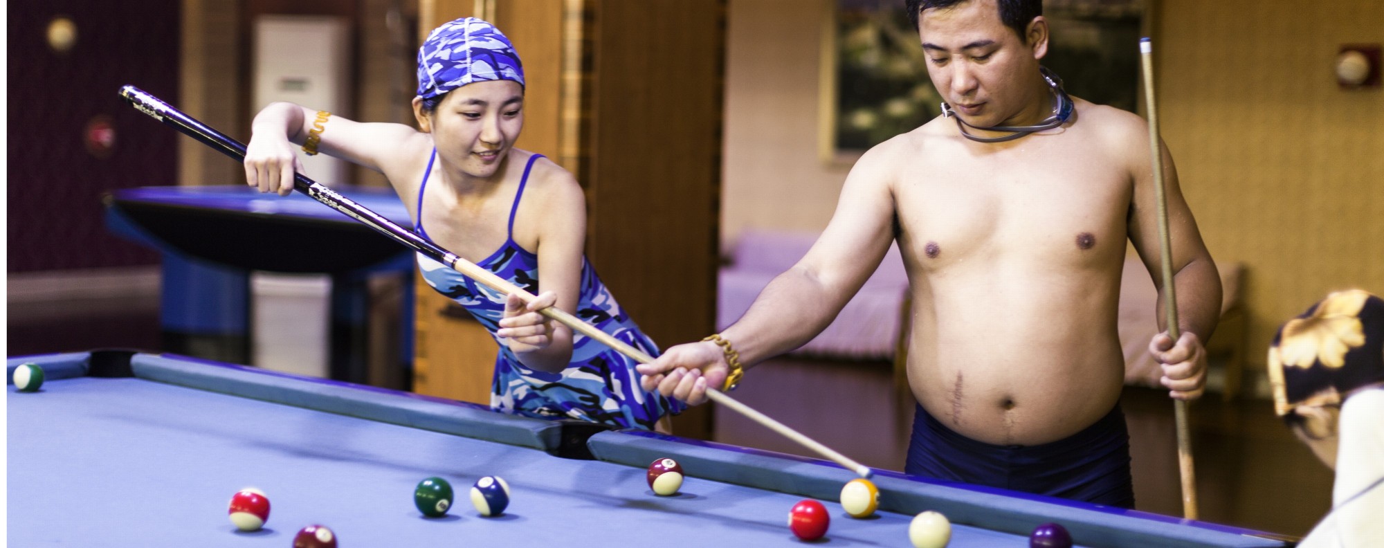 A pool table at the Munsu Water Park in Pyongyang.