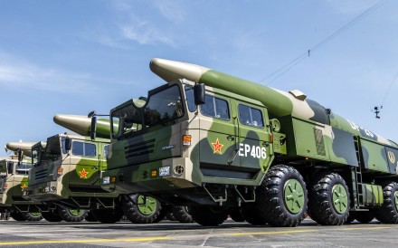DF-26 missiles are driven through Beijing as part of a parade in 2015 to mark the 70th anniversary of the end of the war against Japan. Photo: Xinhua