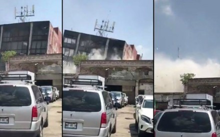 A building collapses in a cloud of dust and rubble in Mexico City after Tuesday's quake, in this series of stills taken from video. Photos: Twitter / @jorge_guajardo A building collapses in a cloud of dust and rubble in Mexico City after Tuesday's quake, in this series of stills taken from video. Photos: Twitter / @jorge_guajardo