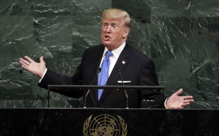 US President Donald Trump addresses the 72nd session of the United Nations General Assembly, at UN headquarters. Photo: AP US President Donald Trump addresses the 72nd session of the United Nations General Assembly, at UN headquarters. Photo: AP