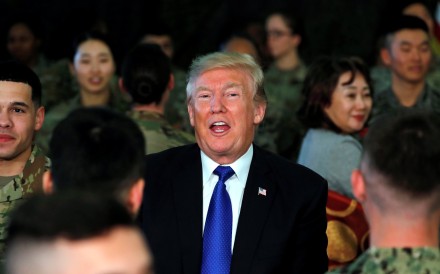 Donald Trump has lunch with troops at the military installation Camp Humphreys in Pyeongtaek, South Korea. Photo: Reuters