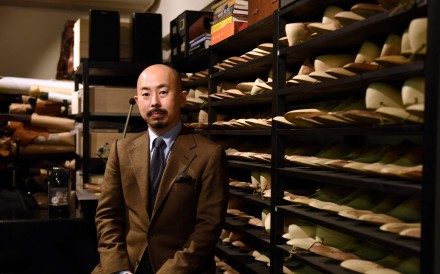 Japanese master shoemaker Yohei Fukuda in his workshop in Tokyo. Photo: AFP