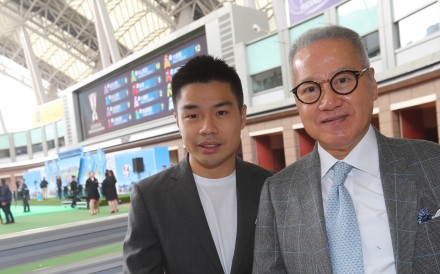 Patrick Kwok with father Simon Kwok at the HKIR barrier draw.