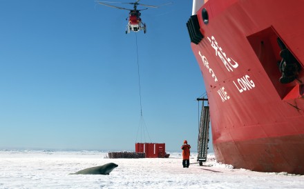 China’s research icebreaker Xue Long, or Snow Dragon, set off for Antarctica in November. Before that, it made its first voyage through the frozen waters of the Northwest Passage. Photo: Xinhua