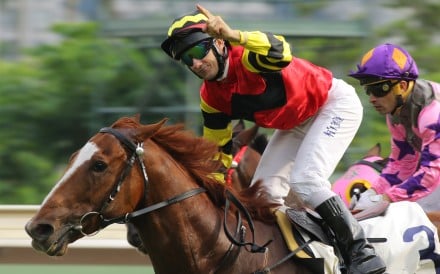 Brett Prebble and Lucky Bubbles win the Premier Bowl at Sha Tin in October 2016. Photo: Kenneth Chan