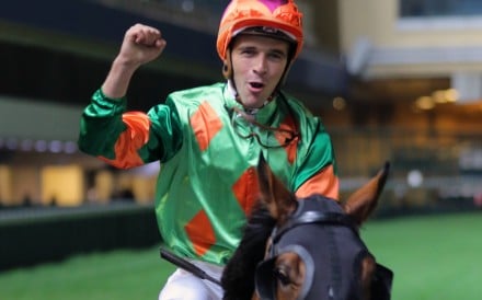 Sam Clipperton celebrates after saluting on Rule Thee in November. Photos: Kenneth Chan