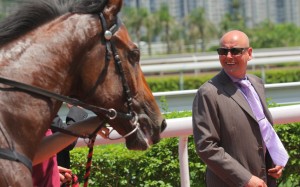 Andreas Schutz was all smiles after Sugar made it 12 wins for the season. Packing Llaregyb would make it 13 later on the card, just two from the benchmark of 15 wins. Photo: Kenneth Chan