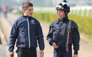 Jockey Andrea Atzeni (left) is urgently required to return to Britain for personal reasons, while Micro Demuro is suspended until January 11. Photo: Kenneth Chan 