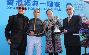 Three of the protagonists of Monday's important meeting - trainer John Moore, owner Dr Cornel Li Fook-kwan and his wife Tisa. Photo: Kenneth Chan