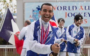 Joao Moreira celebrates his triumph. Photo: Japan Racing Association