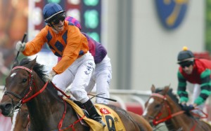 Race 8, No. 9 River Dancer ridden by Glyn Schofield wins over 2000m of The Audemars Piguet QE II cup at Sha Tin Racecourse. 25 April 2004