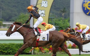 Race 9, Able Friend, ridden by Karis Teetan, won the Premier Bowl (HK Group 2, 1200m) at Sha Tin. 25OCT15