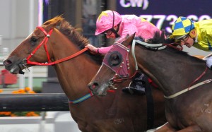 Race 10, Sun Jewellery, ridden by Ryan Moore, won the Hong Kong Classic Mile(HK Group 1, 1600m) at Sha Tin on 24Jan16.