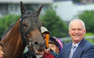 David Hall celebrates after Call Me Handsome wins on debut. Photo: Kenneth Chan