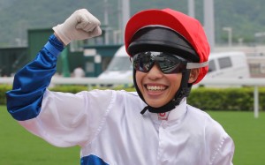 Jack Wong gives a fist pump after winning his first race of the season on Adventurer. He later made it two wins on Flying Moochi. Photo: Kenneth Chan