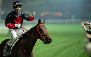 Joao Moreira and King Of Mongolia after winning at Happy Valley in March. Photo: Kenneth Chan
