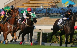 Pakistan Star and Matthew Chadwick (middle) finish third to Blizzard (Joao Moreira, right) and Bad Boy (Sam Clipperton) in their trial at Sha Tin. Photos: Kenneth Chan