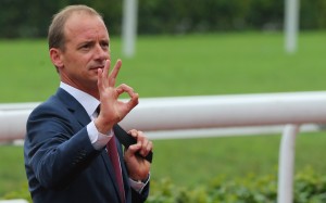 Richard Gibson celebrates Forever Posh’s win at Sha Tin on Saturday. He only needs three more wins to pass the Jockey Club’s benchmark criteria. Photos: Kenneth Chan