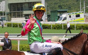 Callan Murray celebrates Horse Of Fortune’s victory in the Premier Plate. Photos: Kenneth Chan