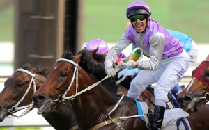 Brett Prebble looks ready to jump out of the saddle as General Sherman wins at Sha Tin. Photos: Kenneth Chan