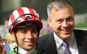 Joao Moreira and Caspar Fownes celebrate another Happy Valley winner. Photos: Kenneth Chan.