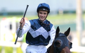 Jockey Sam Clipperton celebrates a winner. Photos: Kenneth Chan