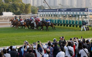 The field jumps in the Longines Hong Kong Cup. Photos: Kenneth Chan