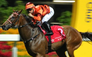 Umberto Rispoli pumps his fist after winning aboard Fantastic Eight last start. Photos: Kenneth Chan