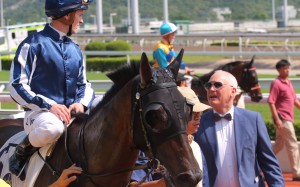 David Hall (right) talks to jockey Zac Purton after Lucky Time’s win in October. Photos: Kenneth Chan