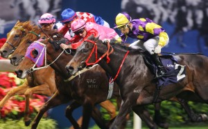 Joao Moreira and Noble Deluxe dive to nab Chancellor and Zac Purton right on the line in the 2012 IJC at Happy Valley. Photos: Kenneth Chan.