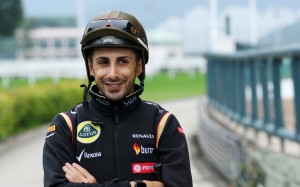 Jockey Alberto Sanna is all smiles at Sha Tin trackwork after returning from his shattered hip. Photos: Kenneth Chan